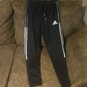 Adidas Womens Black Joggers with White Stripes Size S